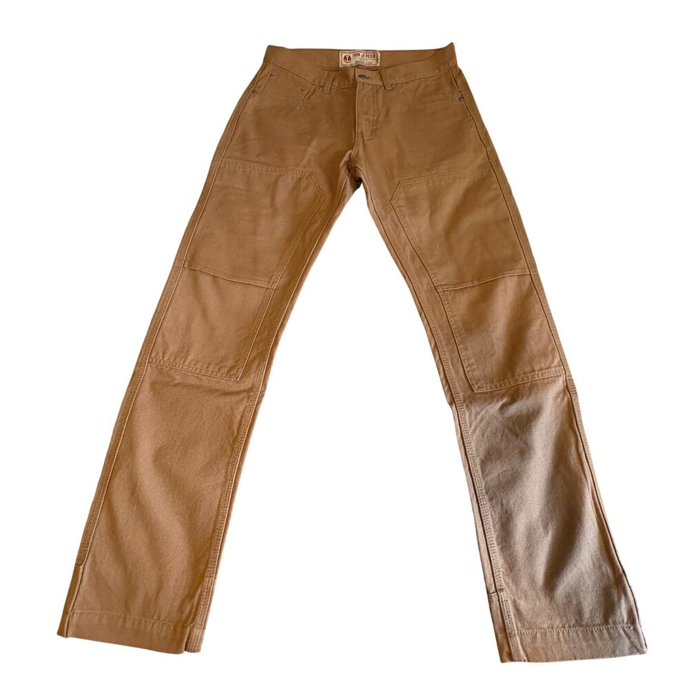 Iron & Resin Anvil Work Canvas Pants Brown Double Knee & Ankle Cuffs 32 x 32